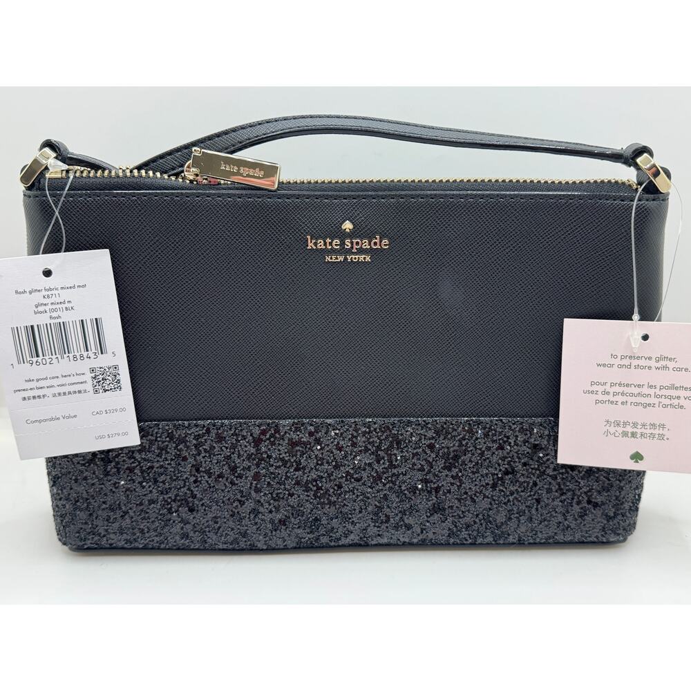 Black with sparkle area at bottom half.  Kate Spade NWT